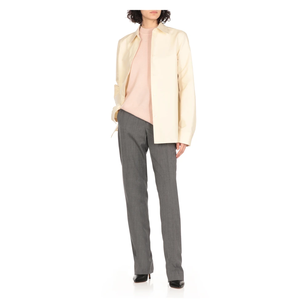 Jil Sander Roze Kasjmier Ronde Hals Sweater Pink Dames