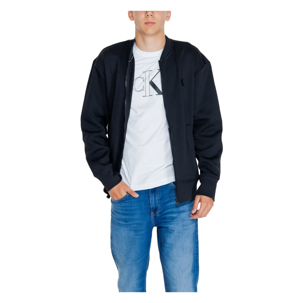 Calvin Klein Jeans Monologo Applique Sweater Herfst Winter Collectie Black Heren