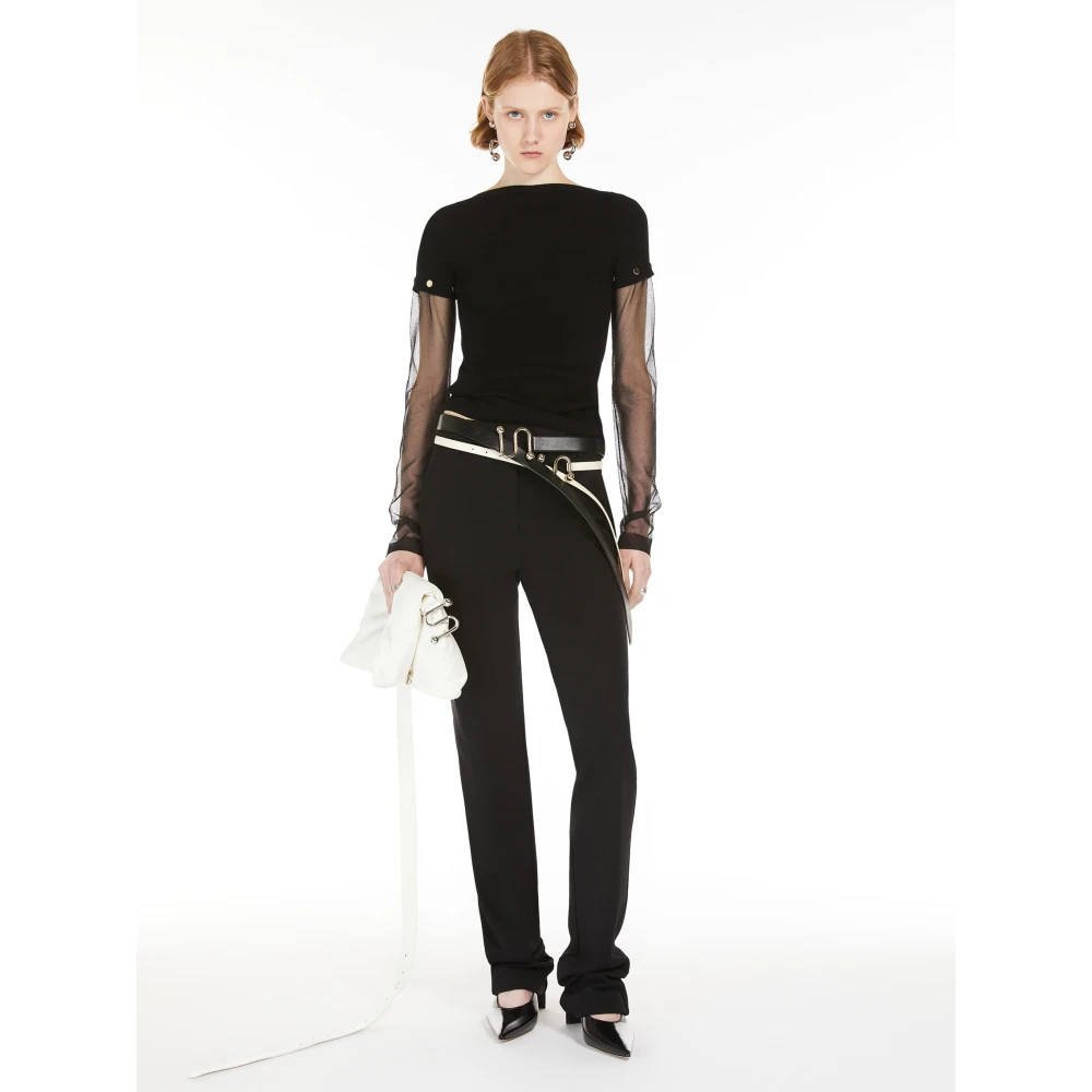 SPORTMAX Zwarte Truien met Boothals Black Dames