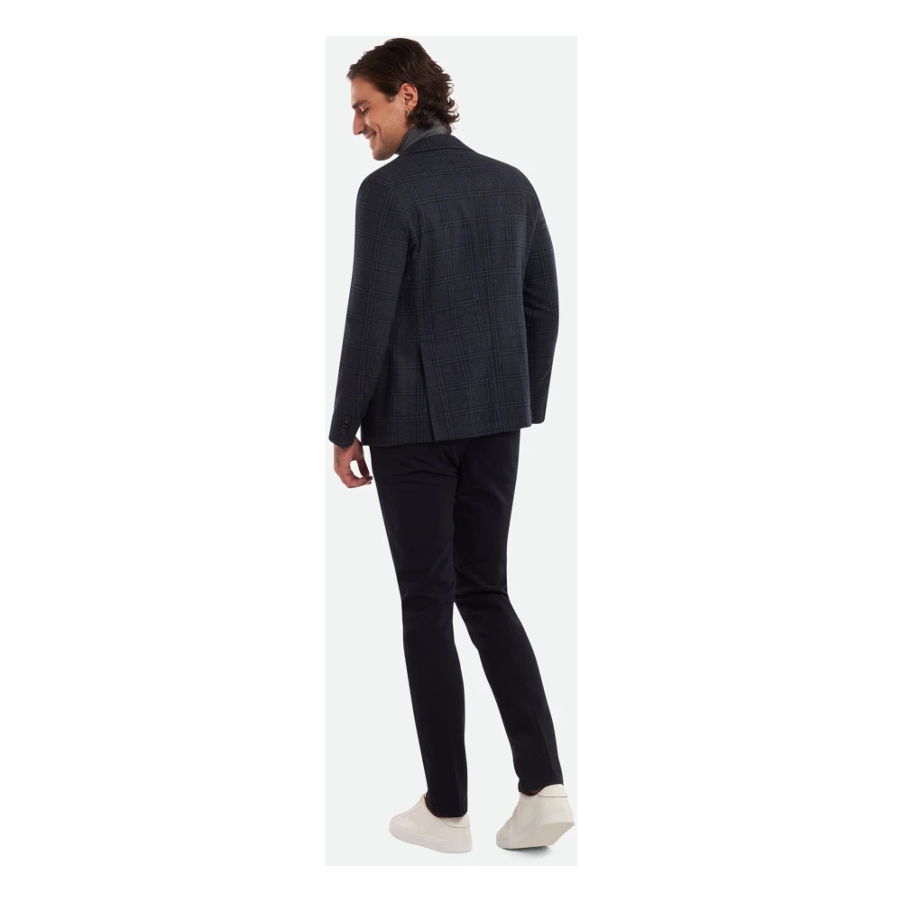 Manuel Ritz Navy Check Wol Blazer Blue Heren
