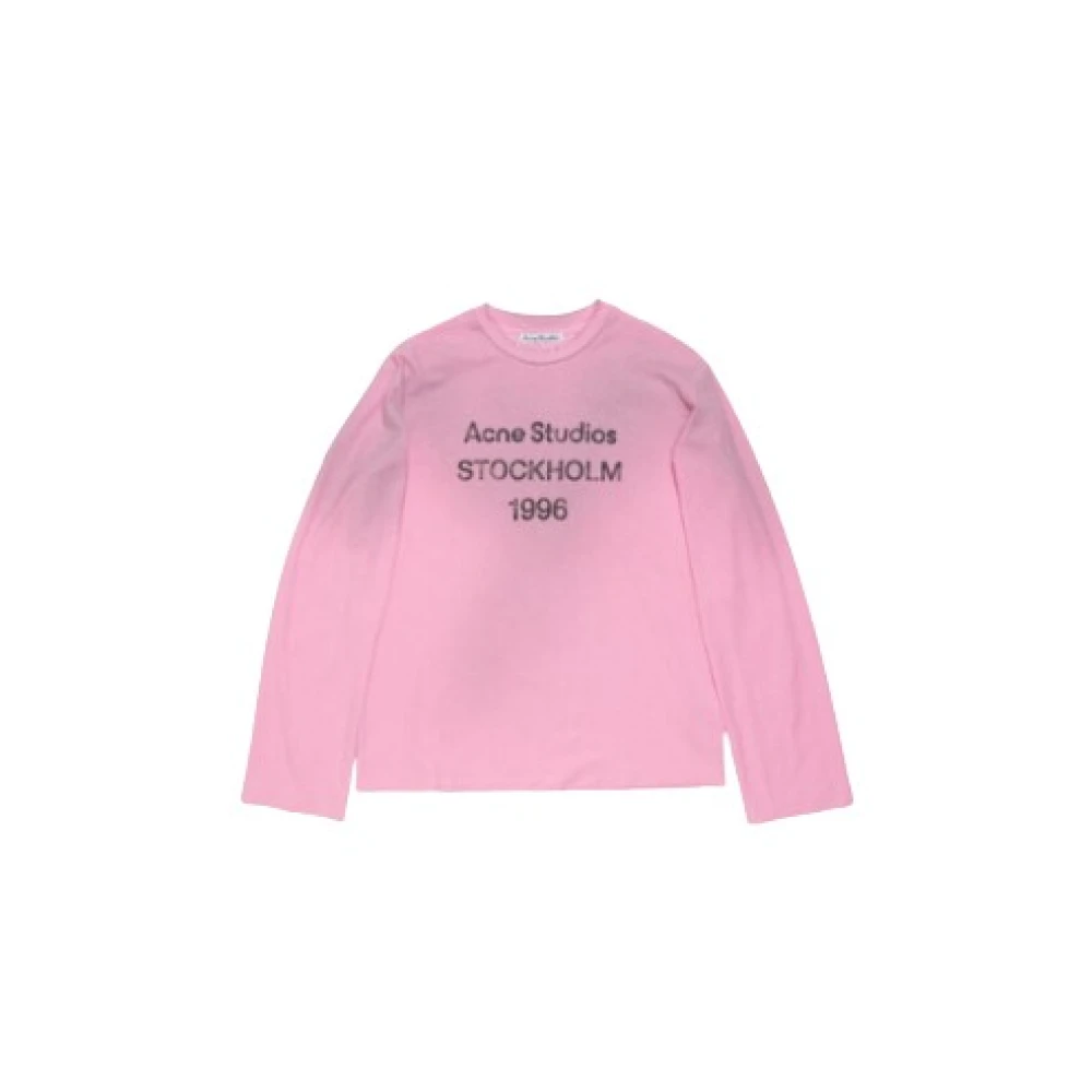 Acne Studios Rose Logo Tee Shirt Mode Pink Dames