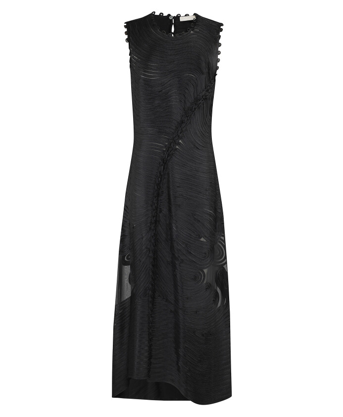 robe-en-georgette-de-soie-noire-brodee