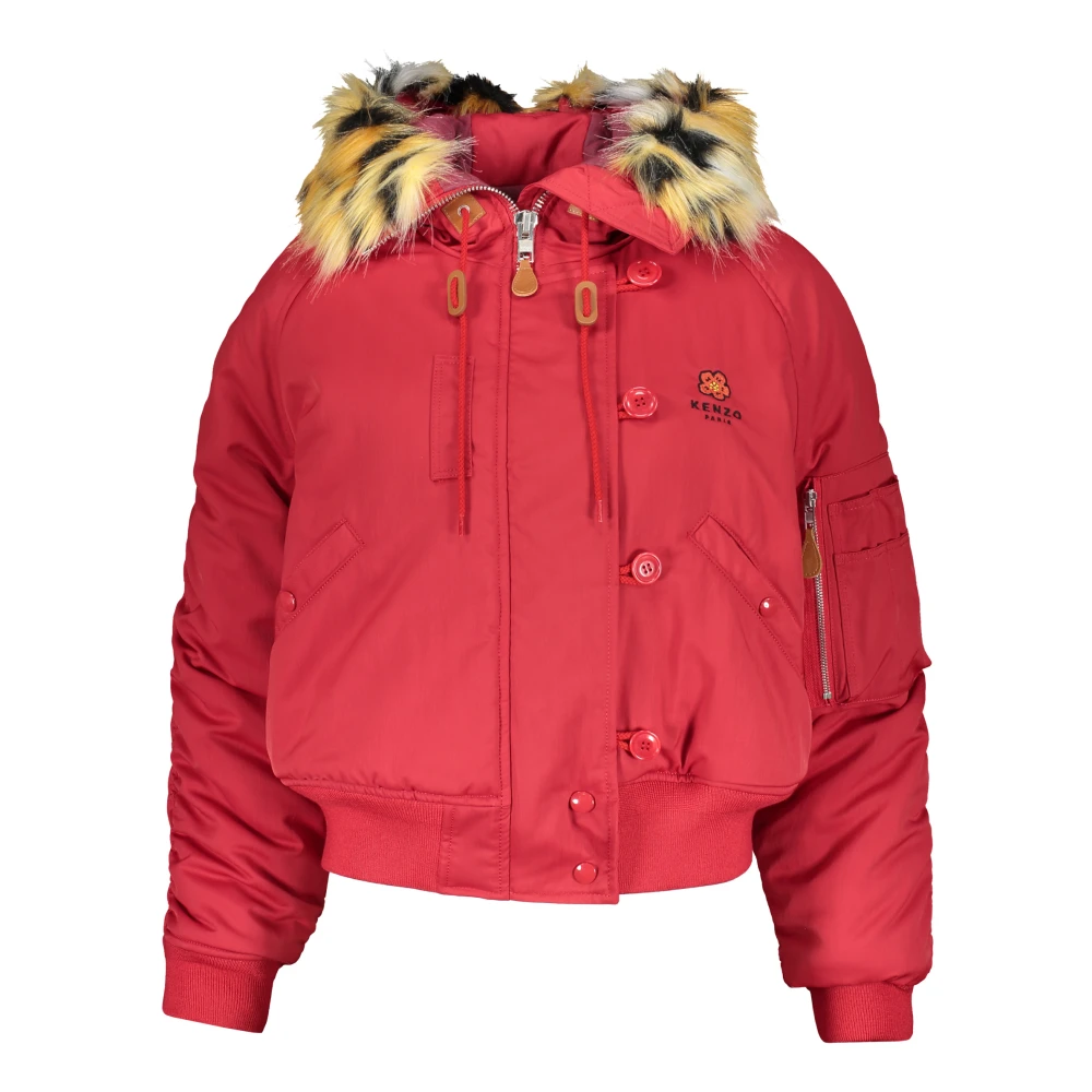 Kenzo Gewatteerde Bomberjack met Capuchon Red Dames