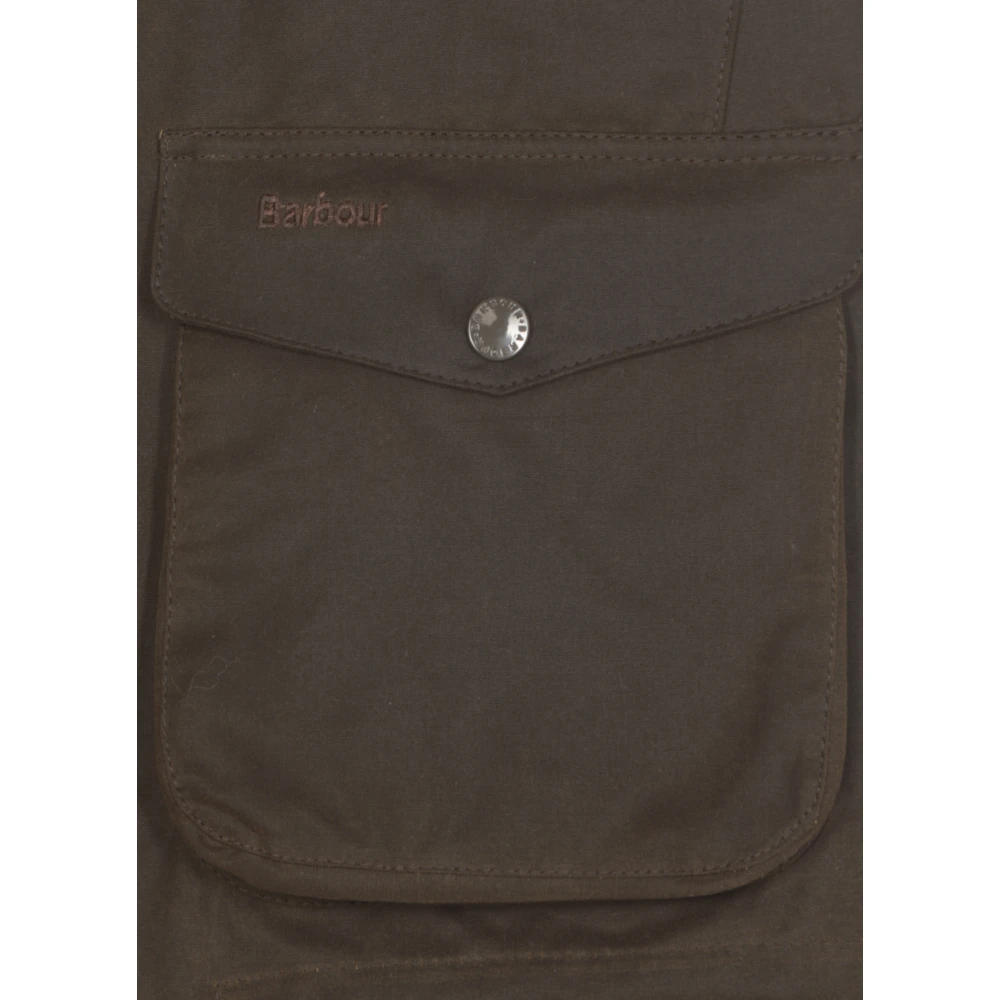 Barbour Groene Gewaxte Katoenen Jas met Hoge Kraag Green Heren
