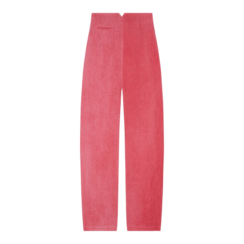 Cortana Gestreepte linnen broek met hoge taille Pink Dames