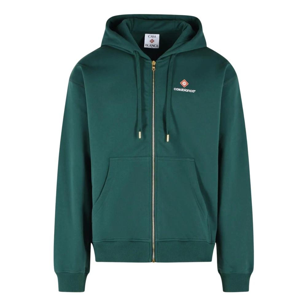 Casablanca , Zip-Throughs, Male, Green, L, Monogram Zip-Up Hoodie