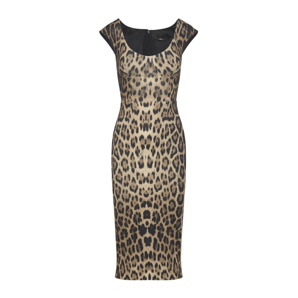 Roberto Cavalli Women's Midi Dress With Jaguar Skin Print