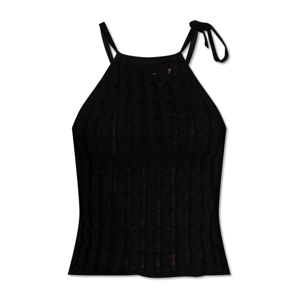 Halfboy Off-shoulder top met opengewerkt patroon Black Dames
