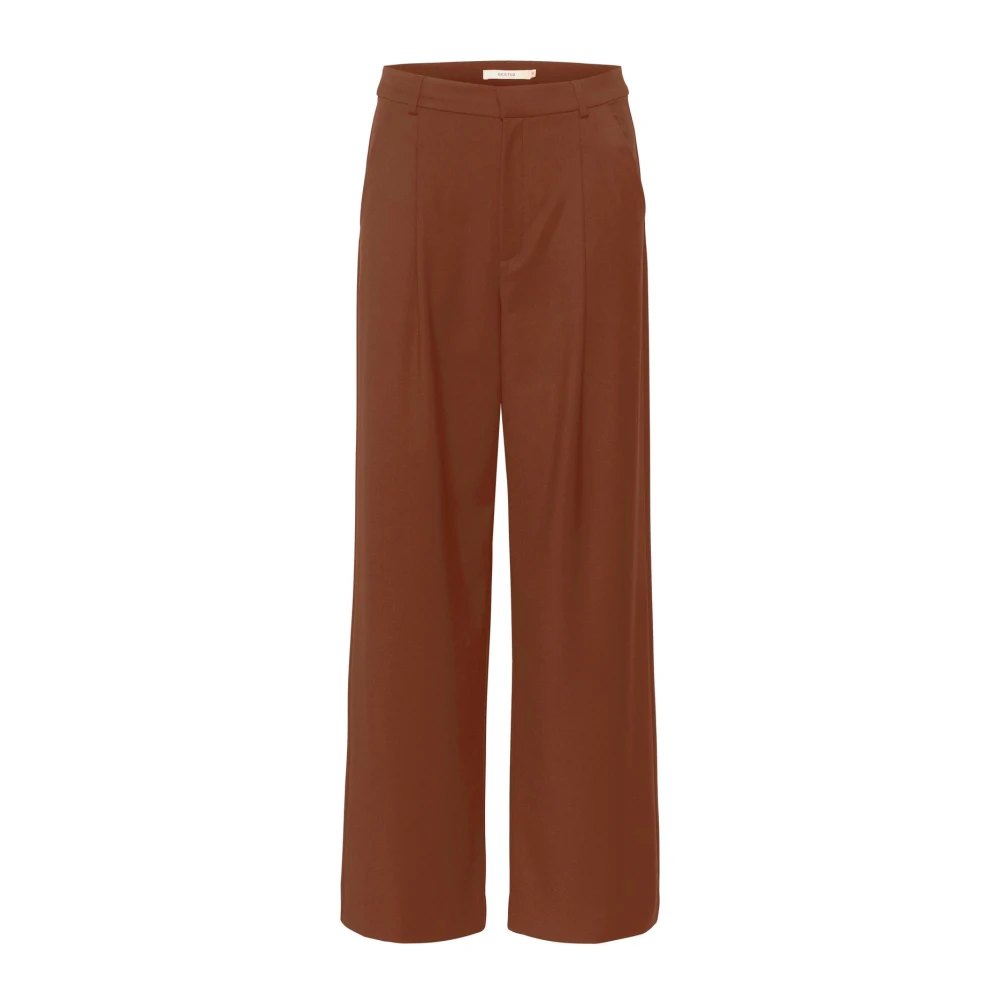 Gestuz Wijde broek Regular Fit Brown Dames