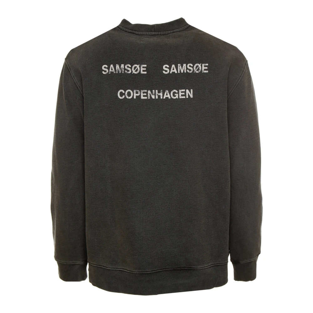 Samsøe Gewassen Sweatshirt met Logoprint Gray Heren