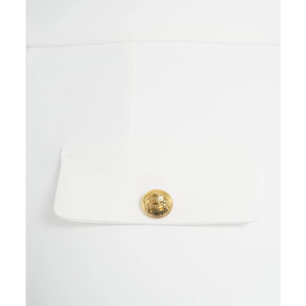 Elisabetta Franchi Witte Cropped Crêpe Broek Elegant Zakken White Dames