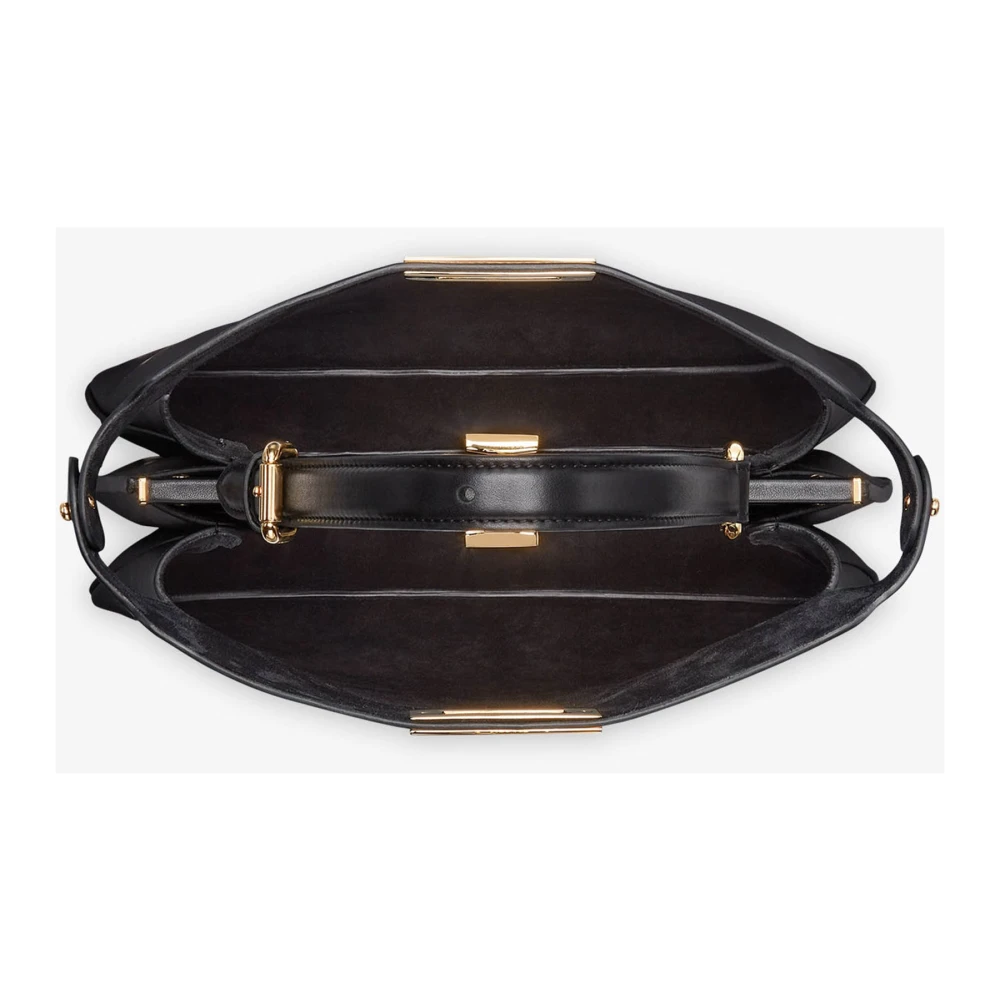 Fendi Zwarte leren schoudertas met draaislot Black Dames