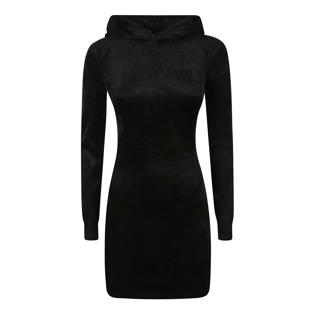 T by Alexander Wang Geëmbosseerd Logo Mini Jurk Black Dames