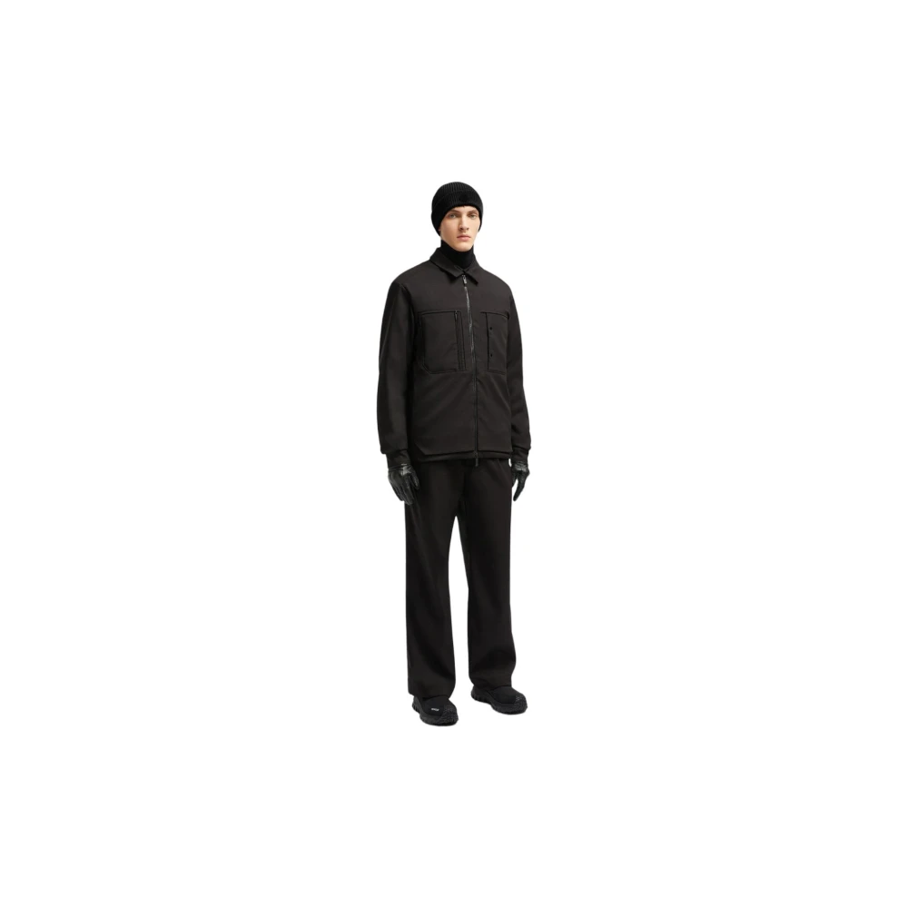 Moncler Zwarte Donzen Shacket Lichtgewicht Jas Black Heren