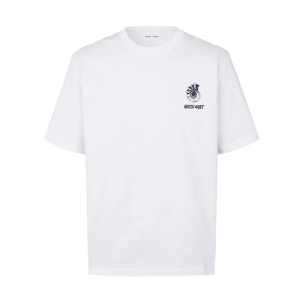 Samsøe Bedrukt Oversized Unisex T-shirt met Korte Mouwen White Heren