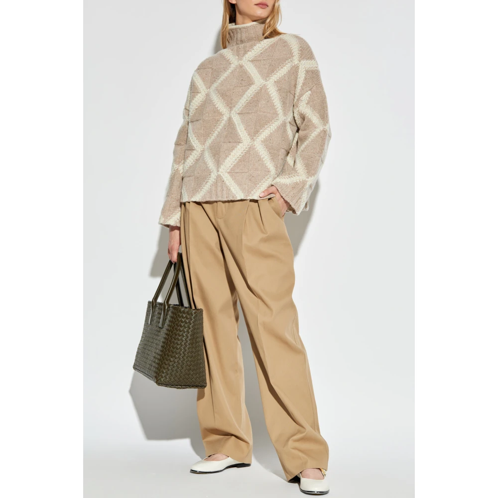 Bottega Veneta Hoge taille katoenen broek Beige Dames