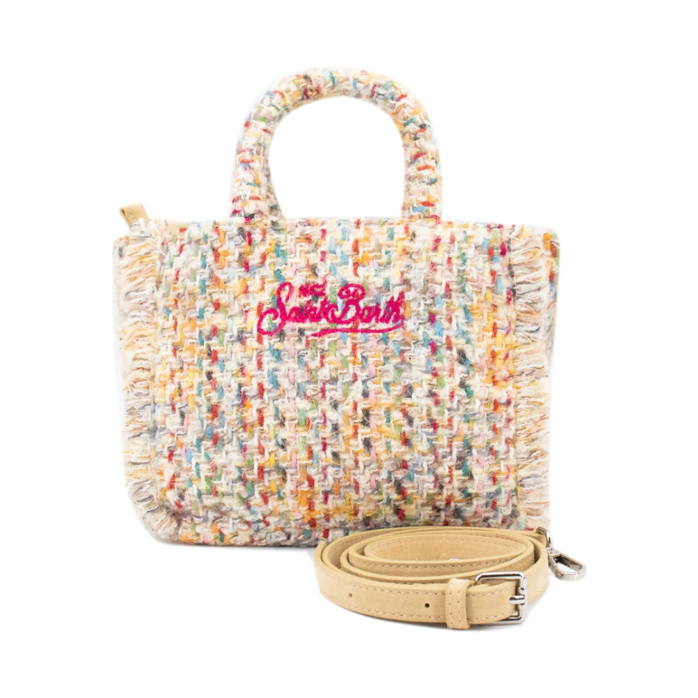 MC2 Saint Barth Fringe Mini Vanity Tas met Rits Beige Dames