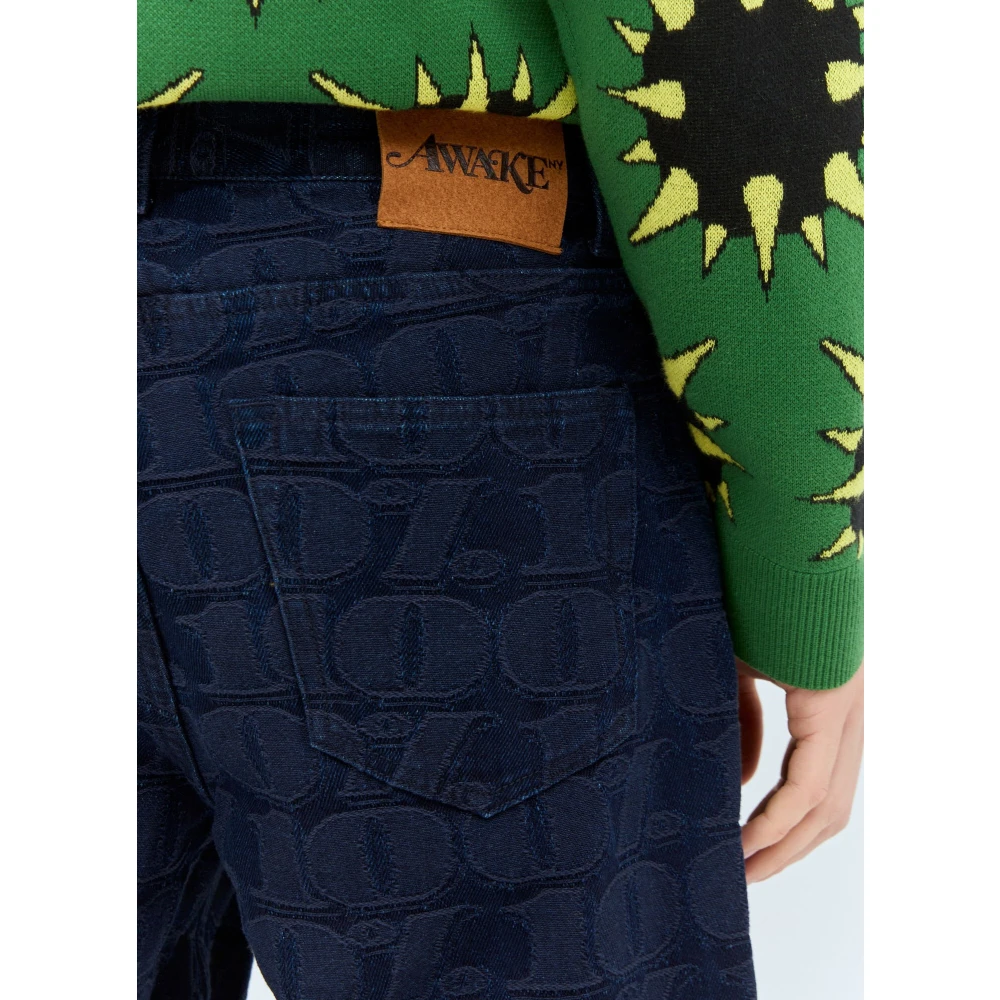 Awake NY Jacquard Straight Leg Jeans Blue Heren