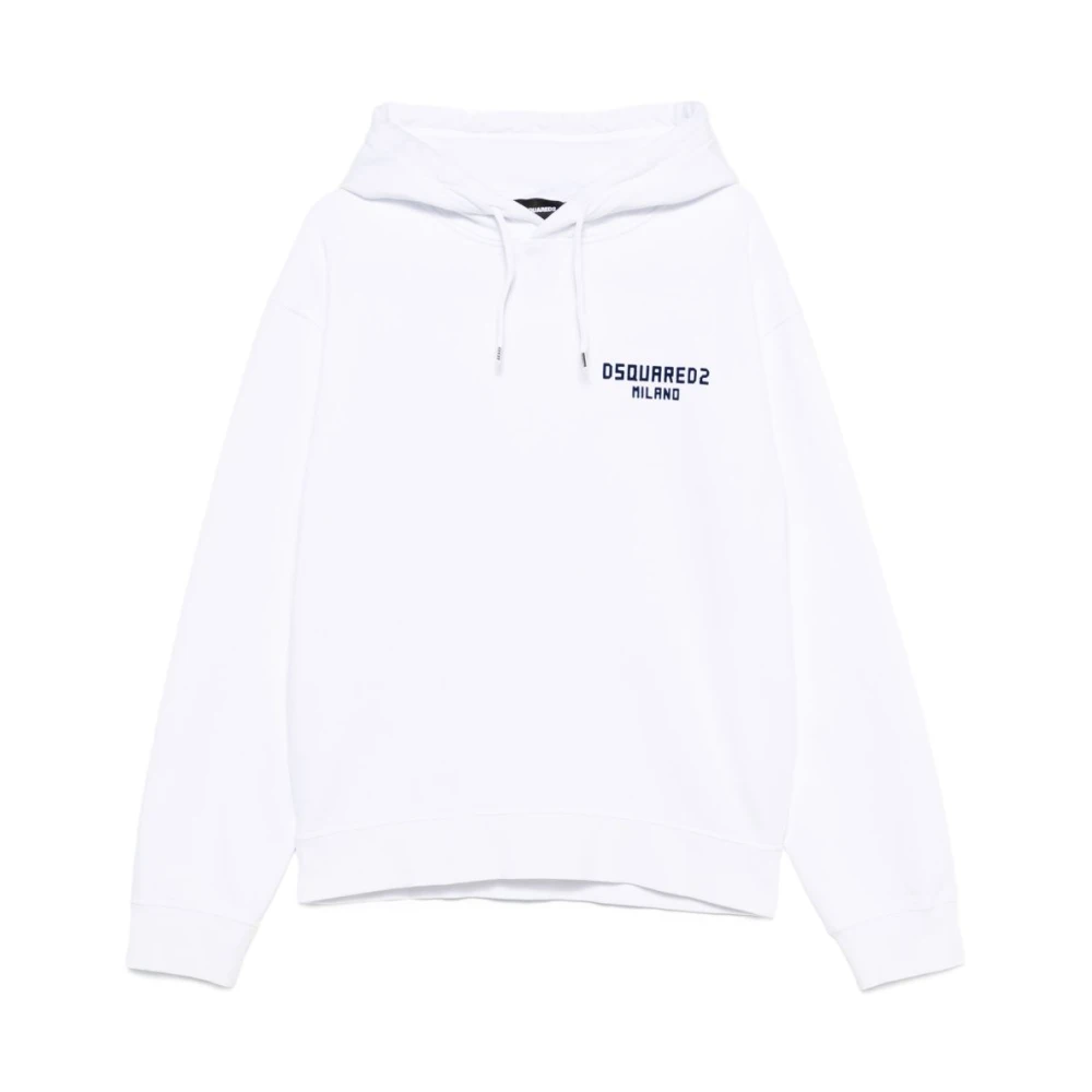 Dsquared2 Men's White Hooded Jumper With Logo Detail - Hoodies - L - Sweatshirts & Hoodies