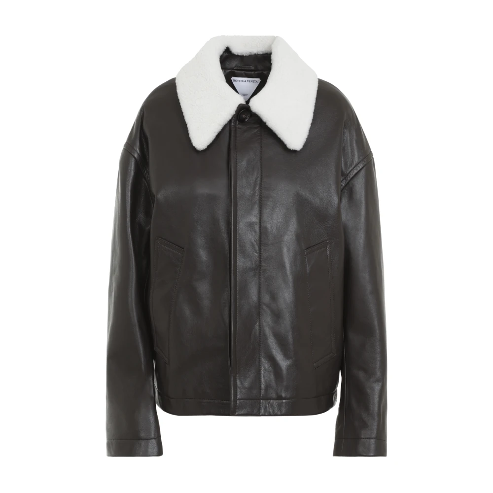 Bottega Veneta Luxe Bruin Leren Bomberjack Brown Dames