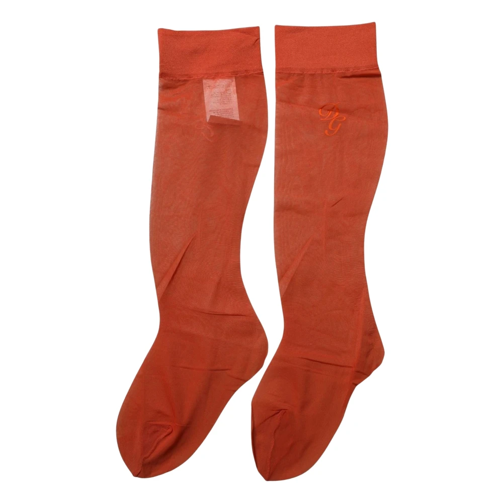 Dolce & Gabbana Orange Knee High Sheer Nylon Accessory Socks - M - Image 2