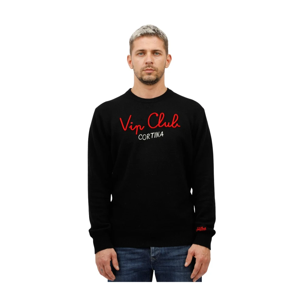 MC2 Saint Barth Geborduurde Vip Club Cortina Shirt Black Heren