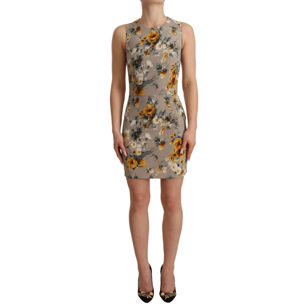 Dolce & Gabbana Women's Gray Floral Sheath Mini Dress