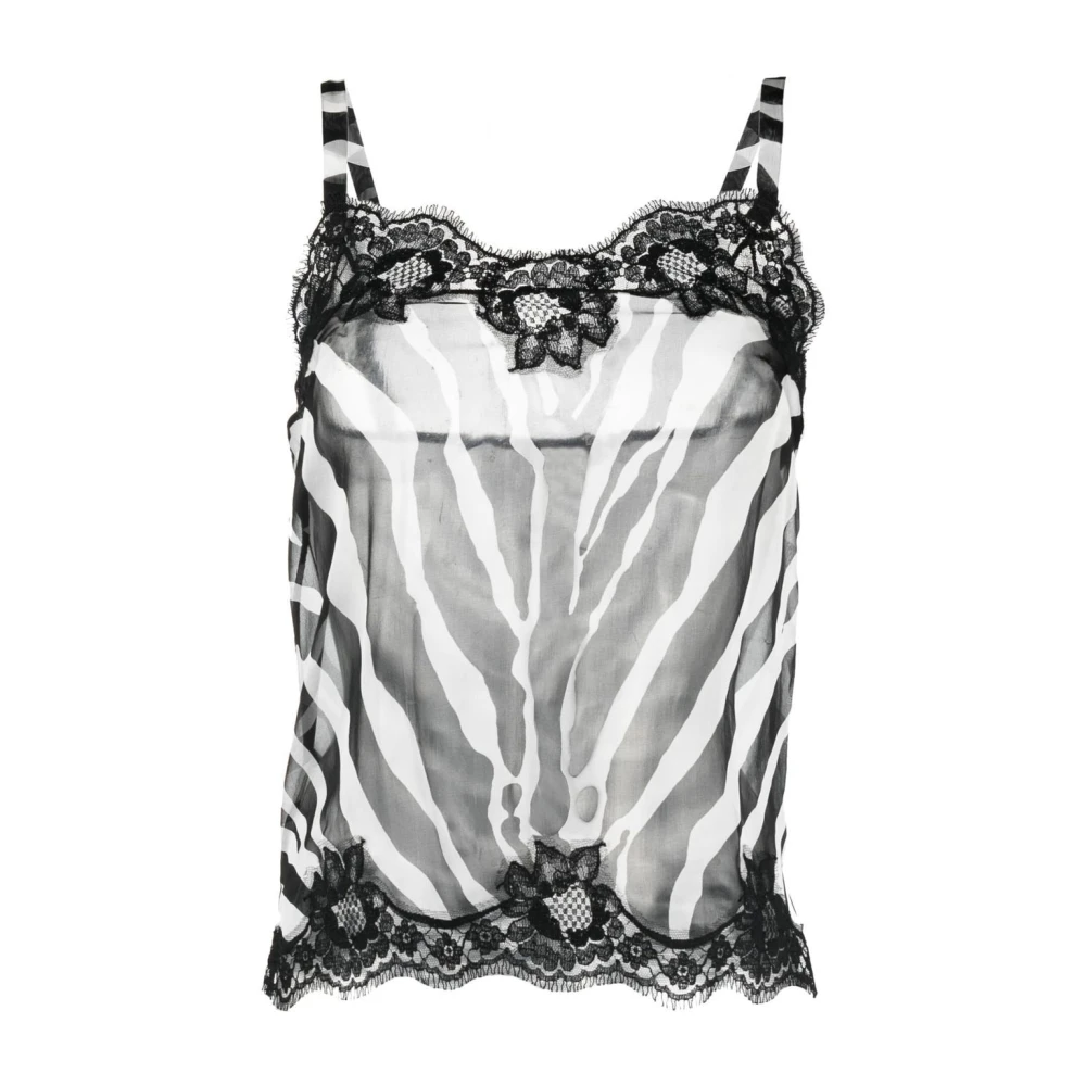Dolce & Gabbana Women's Black Sleeveless Tops,, Stylish Top For Medium