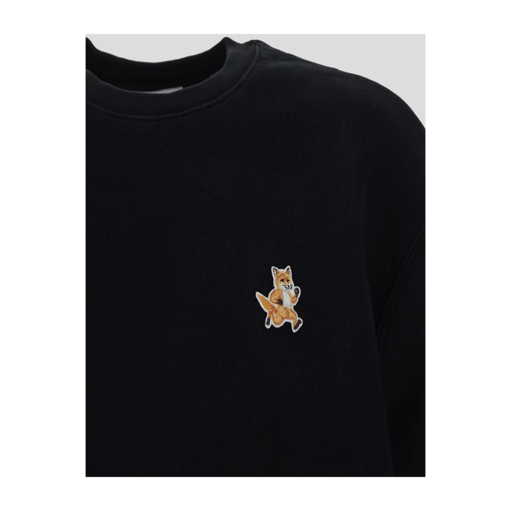 Maison Kitsuné Vos Katoenen Sweatshirt Black Heren