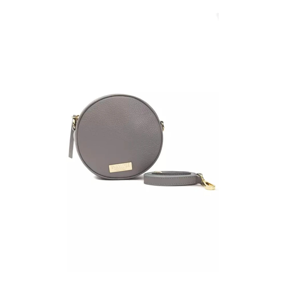 Pompei Donatella Grijze Leren Ovale Crossbody Tas Gray Dames