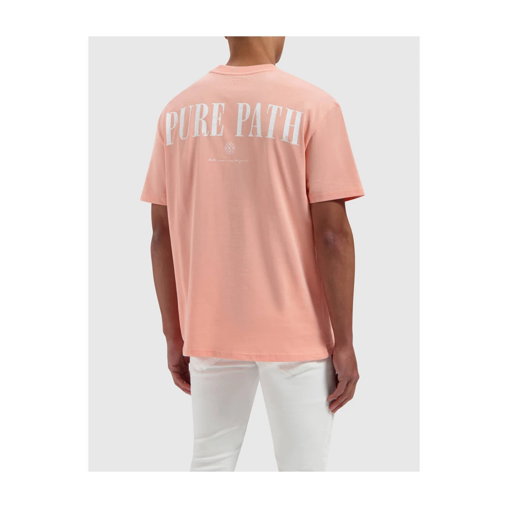 Pure Path T-shirt met achterprint korte mouw Pink Heren