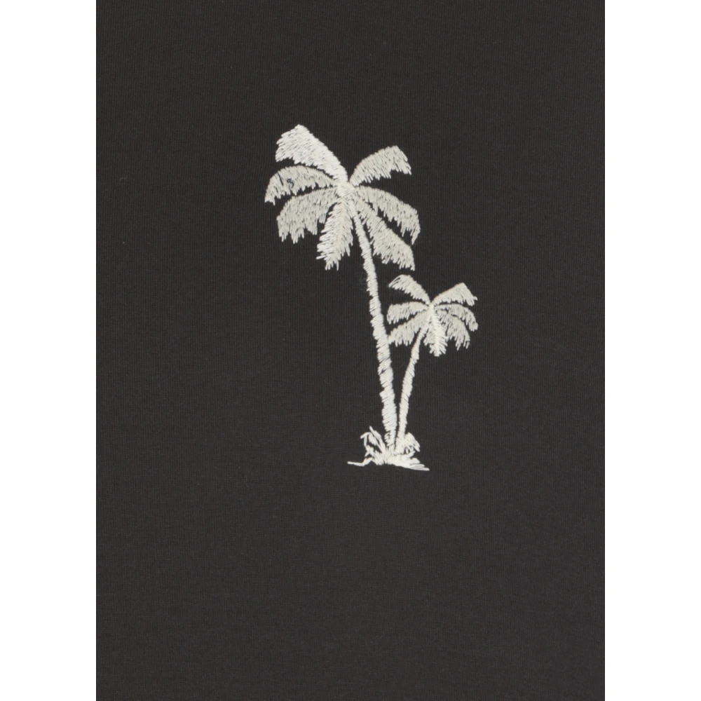 Palm Angels Zwart Katoenen T-shirt met Geborduurd Logo Black Dames