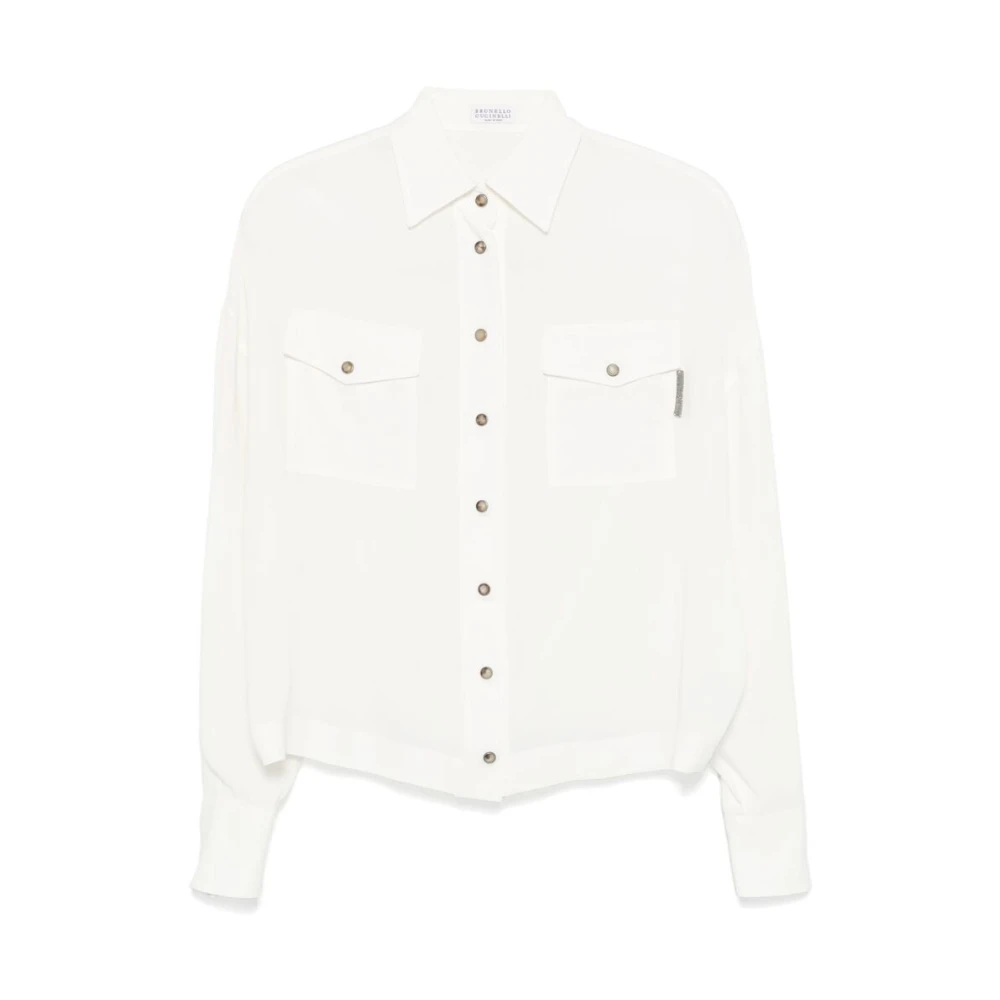 BRUNELLO CUCINELLI Zijden Wit Overhemd Klassieke Stijl White Dames