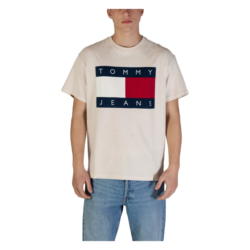 Tommy Jeans Beige Print Ronde Hals T-Shirt Beige Heren