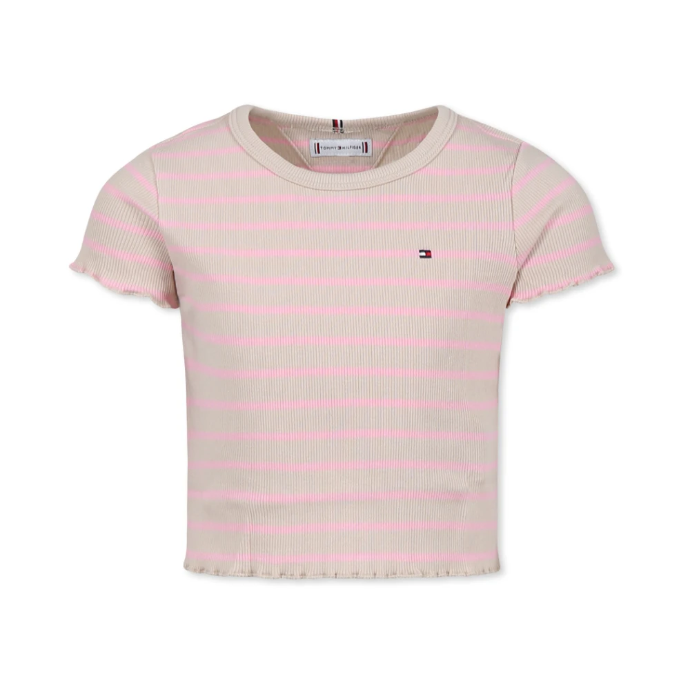 Tommy Hilfiger Randig T-shirt med korta ärmar Pink, Unisex