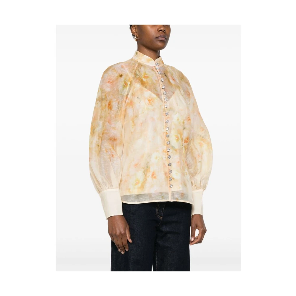 Zimmermann Bloemenprint Linnen-Zijde Blouse Yellow Dames