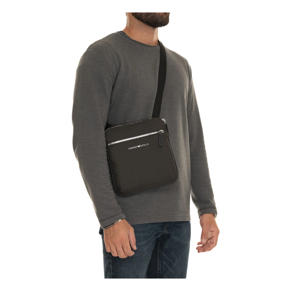 Emporio Armani Verstelbare schoudertas met externe zak Green Heren