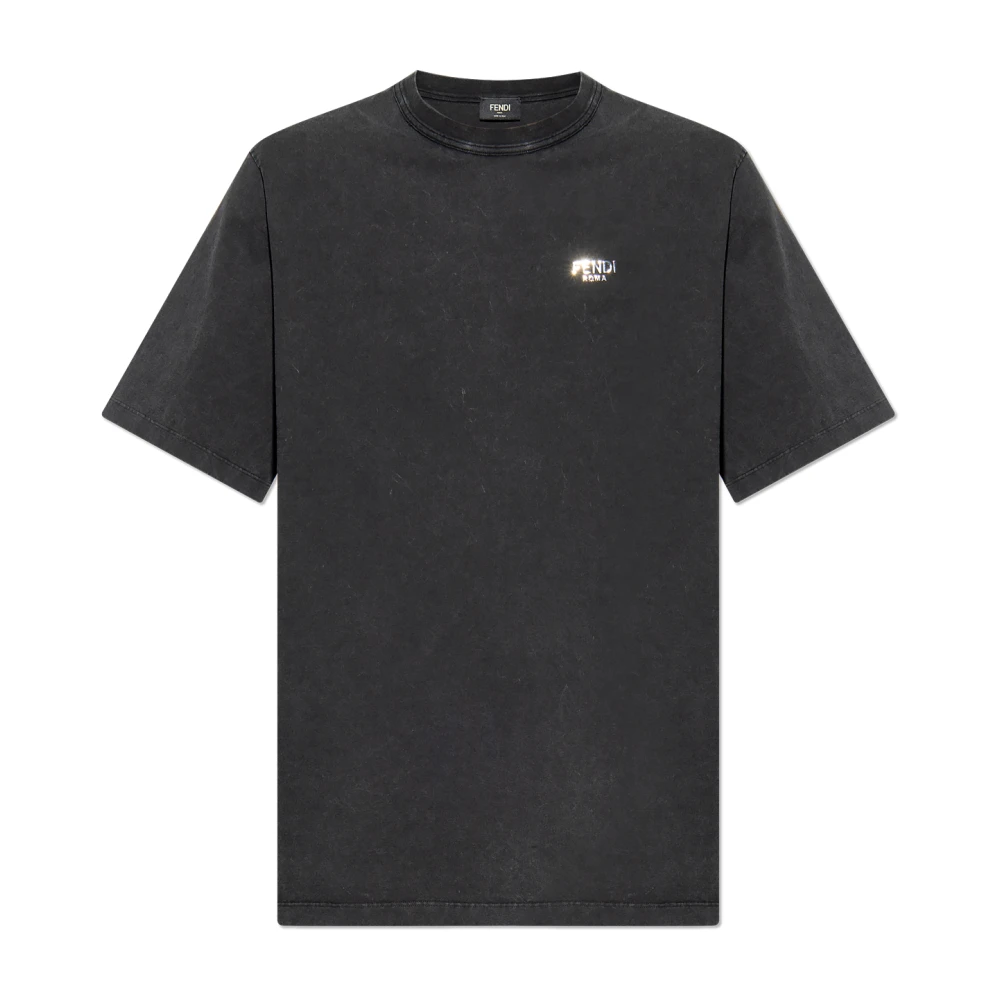 Fendi T-shirt met logo Gray Heren