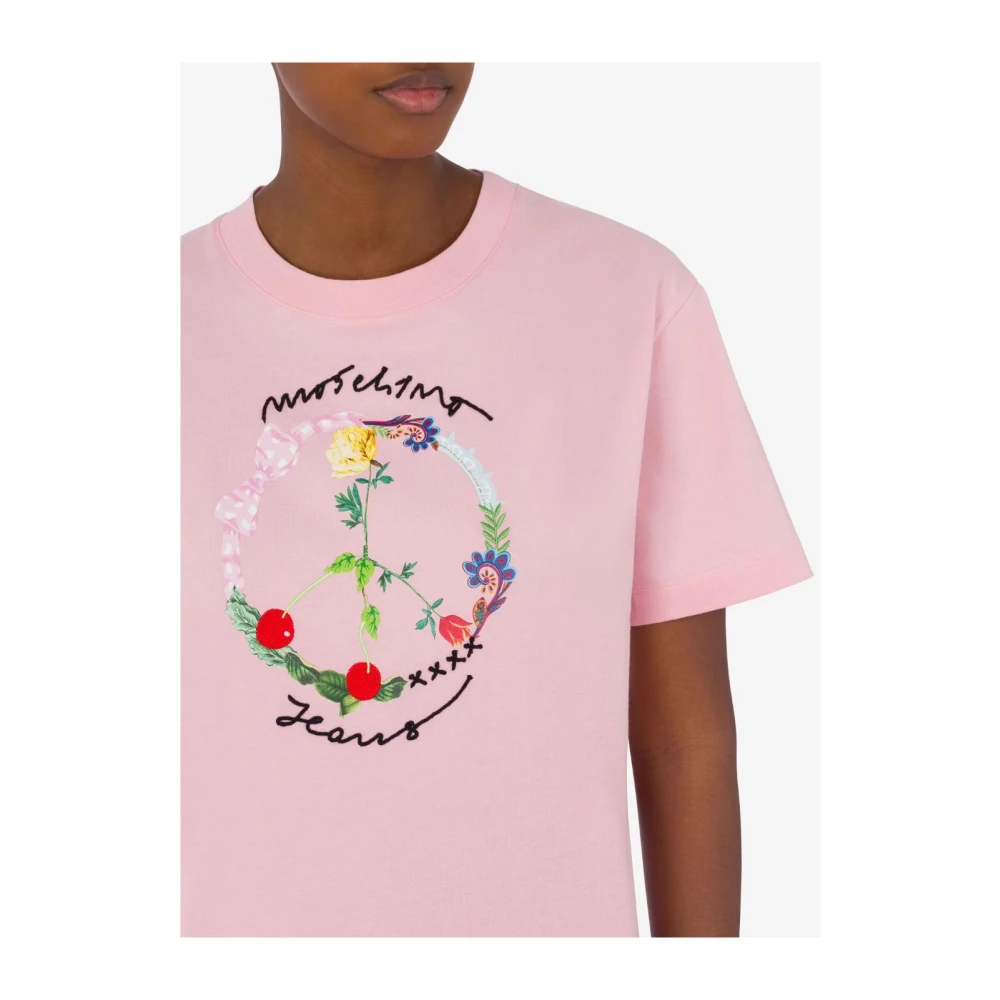 Moschino Roze Bedrukt T-shirt met Korte Mouwen Pink Dames