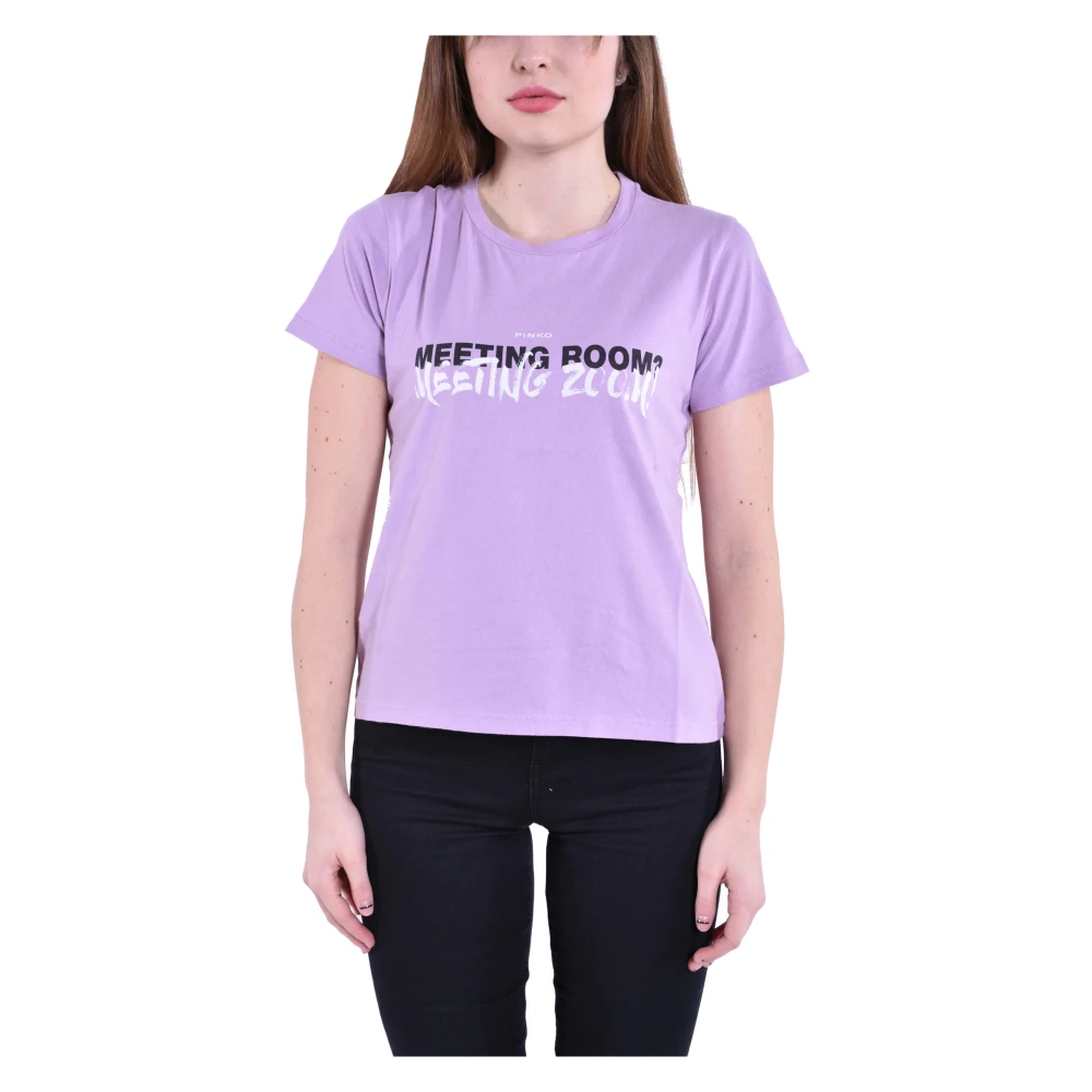 Pinko Lila T-shirt met Unieke Print Purple Dames