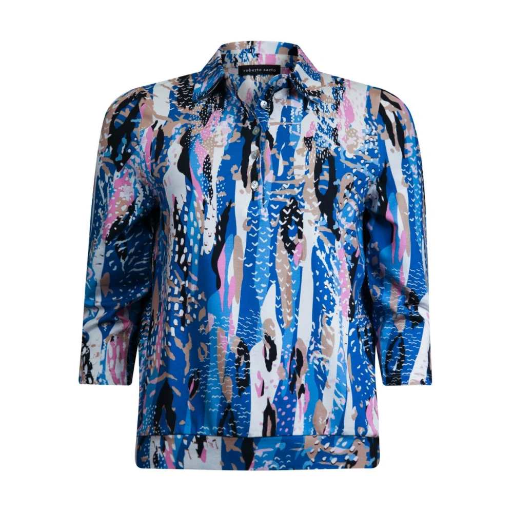 Roberto sarto Polo Blouson Shirt in Korenbloem-Lucht Multicolor Dames