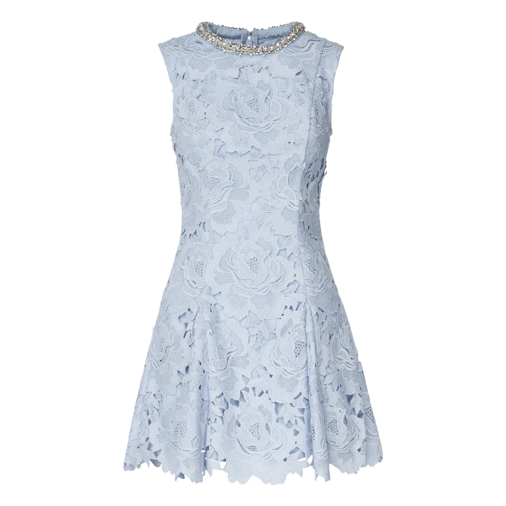 Self Portrait Jurk met strass halslijn Blue Dames