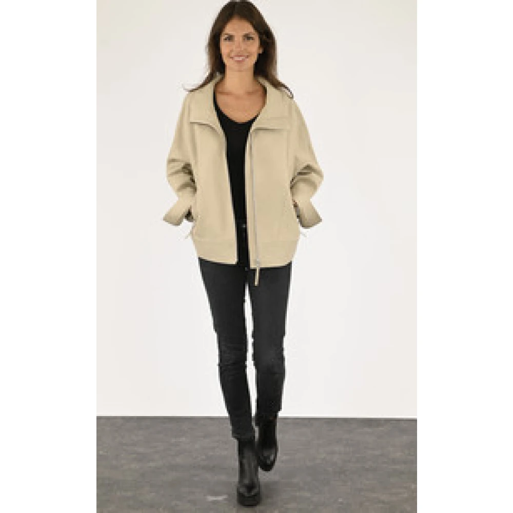 La Canadienne Beige Oversize Lam Leren Vest Beige Dames