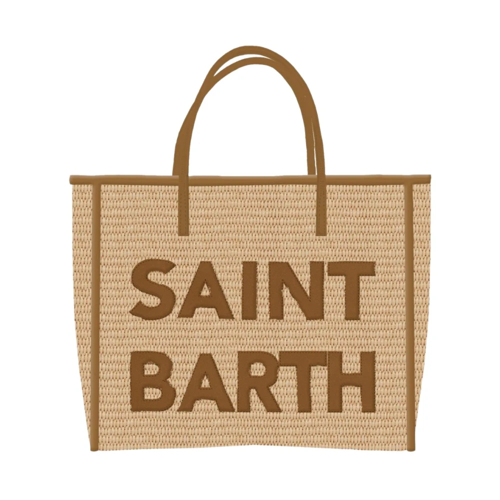 MC2 Saint Barth Strooien tas met lederen details Beige Dames
