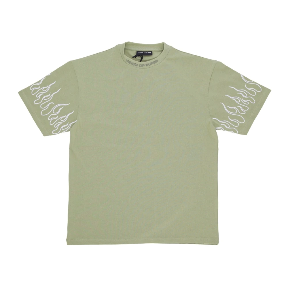 Vision OF Super Grön Herr T-shirt med Flammigt Broderi Green, Herr