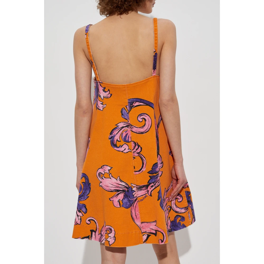 Versace Jeans Couture Denim jurk met bandjes Orange Dames