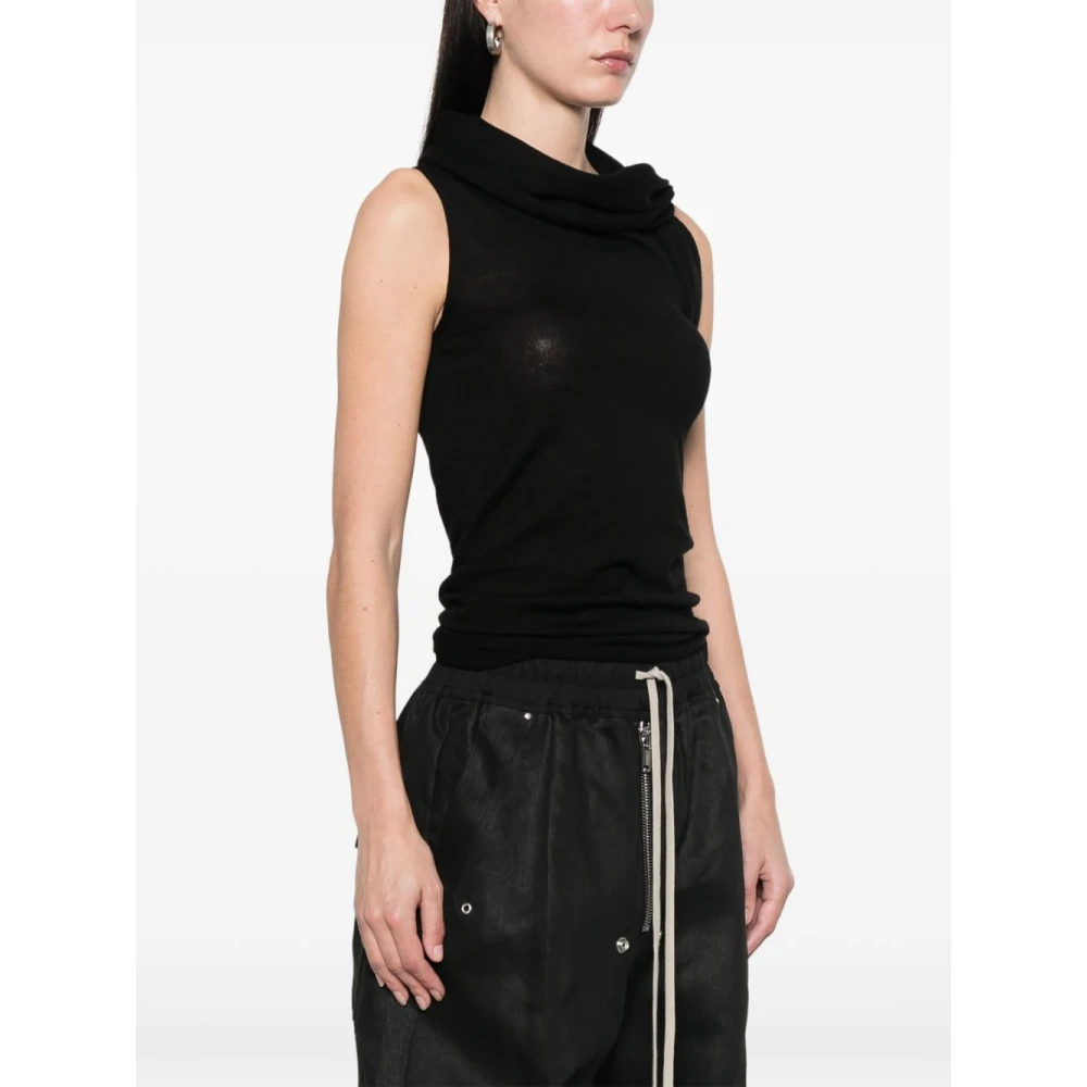 Rick Owens Zwarte Cowl Neck Top zonder mouwen Black Dames