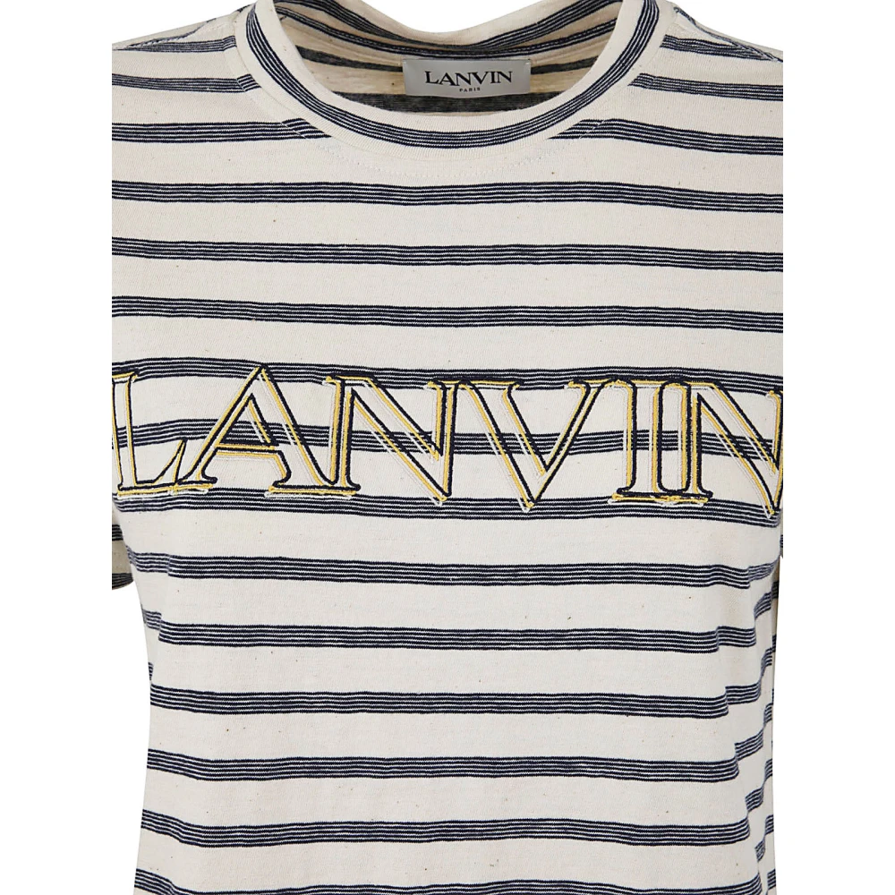 Lanvin Klassieke Tee-Shirt in Ecru Blauw Beige Dames