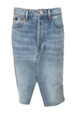 Ljusblå Distressed Denim Kjol