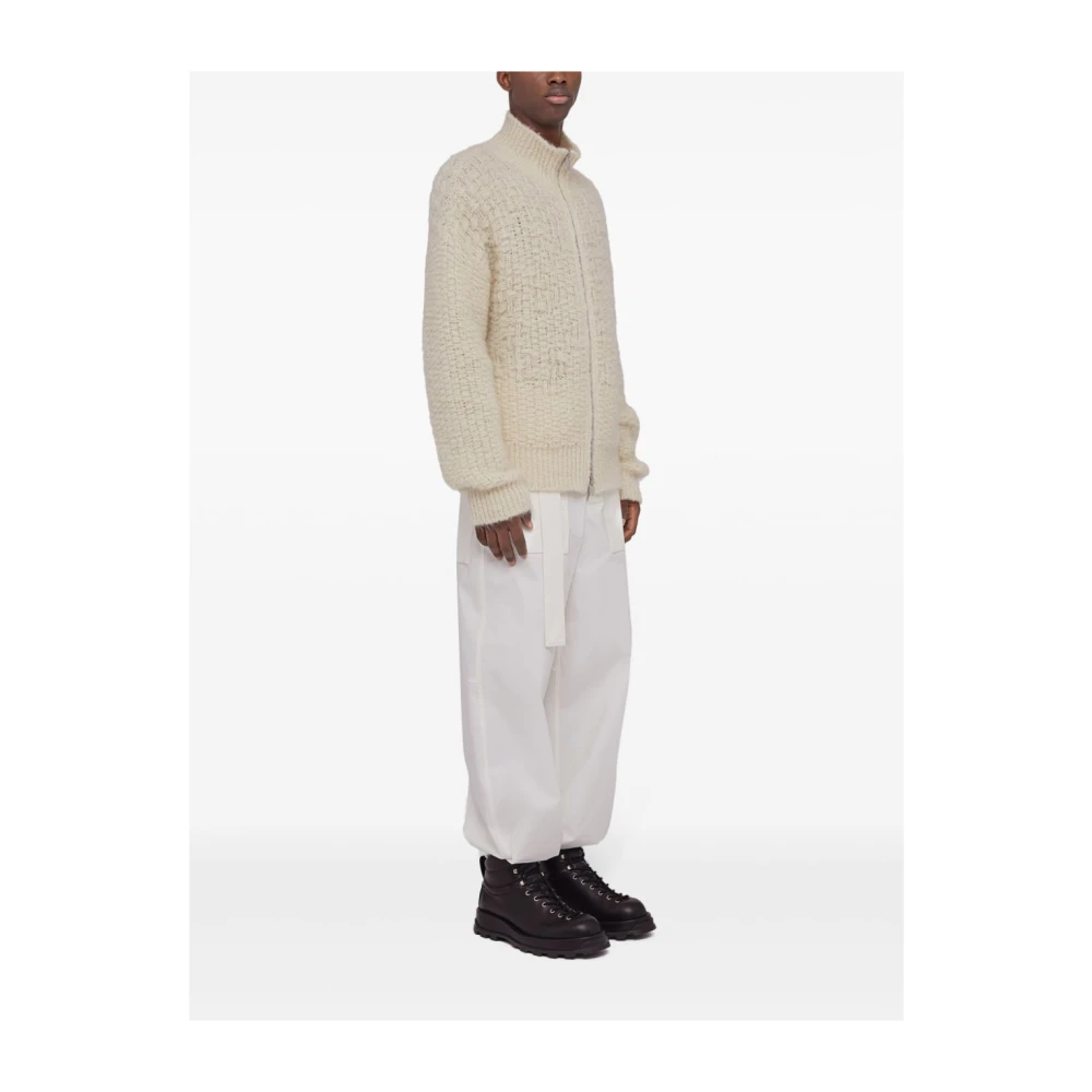 Jil Sander Mohair Alpaca Zip-Up Sweater Beige Heren